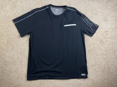DKNY T-Shirt Mens XL Stretch Crewneck Zip Pocket Logo Black - Image 1 of 4
