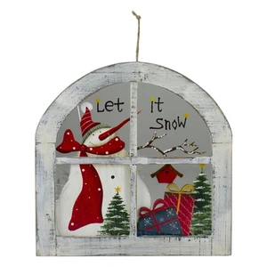 Northlight 11.5in White Rustic Let It Snow Snowman Window Christmas Wall Decor - Picture 1 of 3