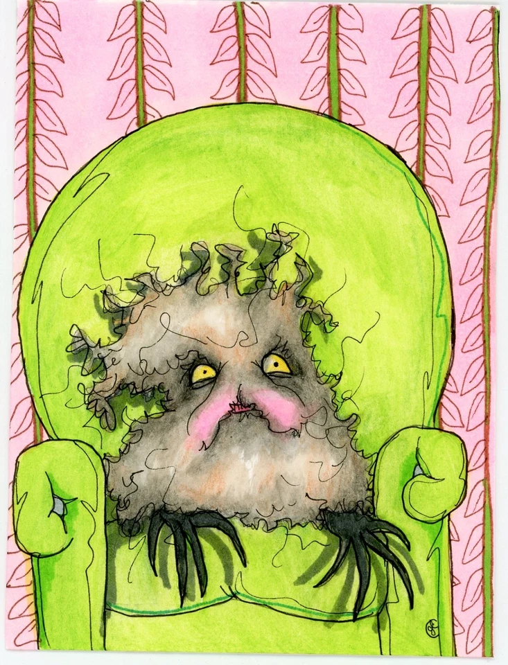 1 pequena pintura original surreal fantasia monstro "Frazzled"!! - Imagem 1 de 1