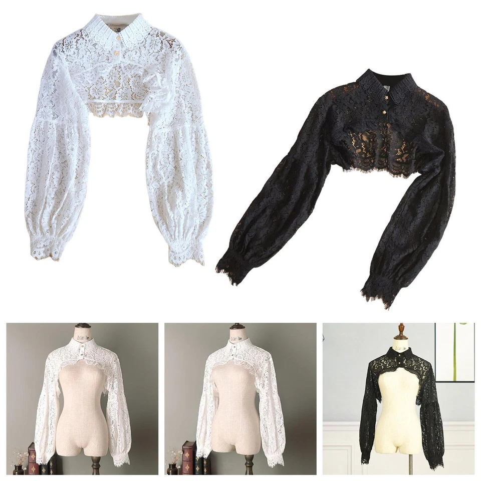 Camicetta a maniche lunghe in pizzo Colletto finto staccabile Colletto falso - Immagine 1 di 1