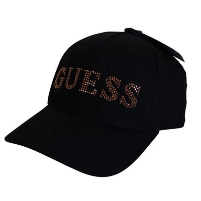 New Guess Jeweled Studded Logo Black Hat Adjustable Black Cap NWT - Image 1 of 4