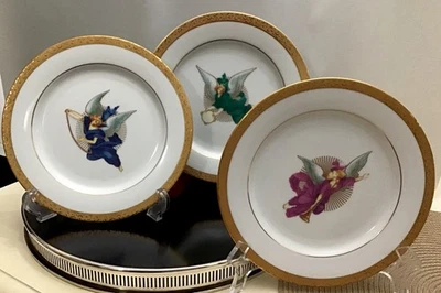 3 platos Nikko Patra dorados filigrana borde incrustado ángeles ensalada postre acento nuevos Foto 1 de 4