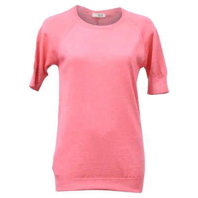 Prada Knitted Short Sleeve Sweater In Pink Cotton Women Pink Size 38 - Image 1 of 4