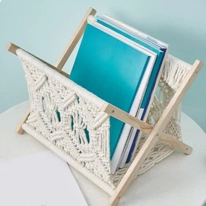Hand Woven Magazine Rack: Stylish Storage for Books & Newspapers Anywhere - Picture 1 of 7