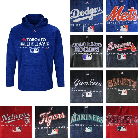 MLB Big & Tall Men's Pull Over Majestic Hoodie - Multiple Teams Available! Cover