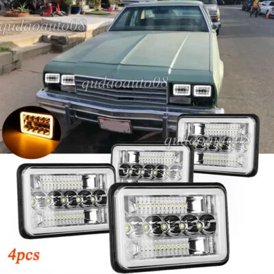 Faros LED Hi-Lo DRL Fit Chevrolet Impala 1977-1985 4 piezas intermitente 4x6" Foto 1 de 4