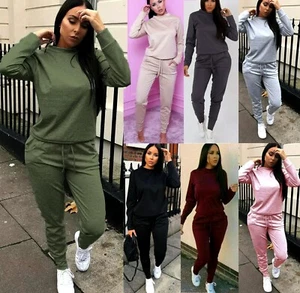 Womens Ladies Long Sleeve Boxy Lounge Wear Set Round Neck Comfy Casual Tracksuit - Picture 1 of 8