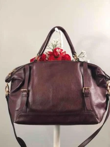 ORA DELPHNE "Adele" Burgundy Red Smooth Leather Satchel Bag - Picture 1 of 8
