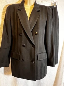 Vintage Dior Wool Striped Double‑Breasted Suit Jacket + Skirt Y2K Feminine sz 4 - Picture 1 of 9