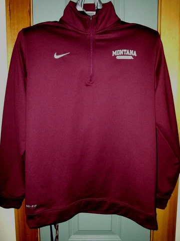UNIVERSITY OF MONTANA GRIZZLIES JACKET NIKE DRI FIT WARM UP 1/4 ZIP SIZE LG MINT Cover