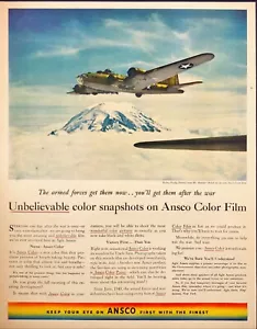 1943 Ansco Color Film Boeing B-17 Flying Fortress Binghamton NY WWII Print Ad - Picture 1 of 7