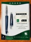 Cross Aventura Starry Blue "M" Nib Fountain Pen w/6 Free Black Ink Cartridges