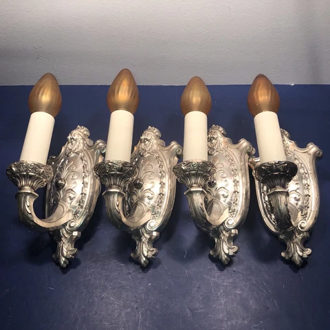 Set of 4-2pair of Victorian pewter sconces with silver tone finish 44F Cover