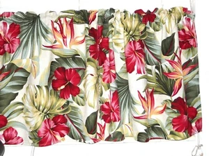 PAIR Tropical Hawaiian Cotton Barkcloth Fabric CAFE' CURTAINS ~Pua~ - Picture 1 of 4
