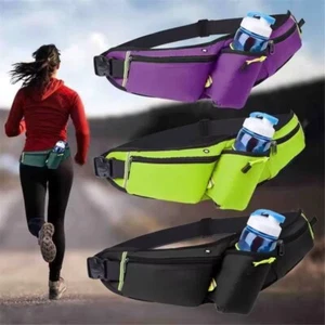Running Belt Waist Pack with Water Bottle Holder Fitness Waterproof Bum Bag - Picture 1 of 23