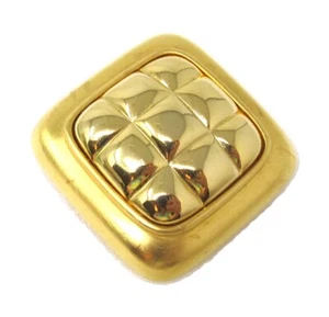 Goldfarbene Anstecknadel Brosche gesteppt Puffkissen Design Vintage mattes Finish Bordüre - Bild 1 von 7
