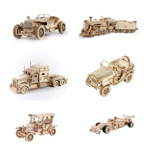 ROKR Car Model Mechanical Wooden 3D Puzzle Self Assembly Kit Boys Teens Toy Gift - Picture 1 of 71