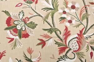 P Kaufmann HIGHFIELD/NOM SUMAC Cotton Red Beige Floral Drapery Uph Fabric - Picture 1 of 1