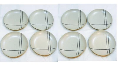 Juego de 8 platos de aperitivo de gres a rayas envejecidas para el hogar y la ingeniería manual Foto 1 de 4