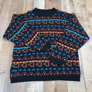 VTG 80’s Sweater Retro In Resource by Doris Skis Color Block Cosby Grandpa - Picture 1 of 7
