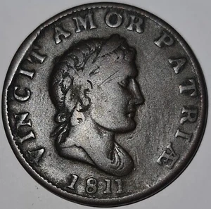 1811 British Half Penny Token Vincit Am Or Patriae !! - Picture 1 of 2