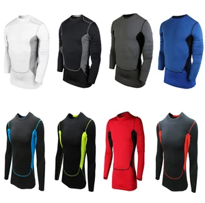 Mens Compression Top Shirt Base Layer Thermal Sport Gym Cycling Side Breath UK - Picture 1 of 10