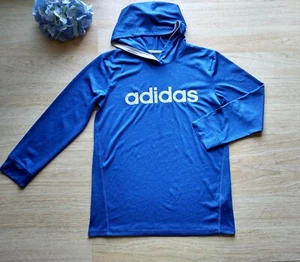 Adidas Boy Hood Long Sleeve Shirt Sweatshirt Pullover Blue Sz.L (14-15) - Picture 1 of 5