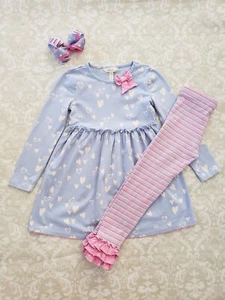 Matilda Jane 6 Hearts All Around Dress Hairbow Sun Kisses Striped Dot & Leggings - Picture 1 of 9