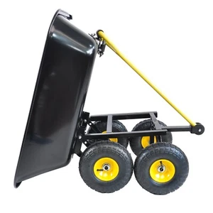 Wheelbarrow Heavy Duty Wagon Garden Cart Yard Dump Lawn Utility Outdoor Steel - Picture 1 of 8