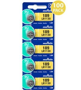 Murata LR1130 (189) Alkaline Button Cell Battery (100 Pack)-Replaces Sony LR1130 - Picture 1 of 9