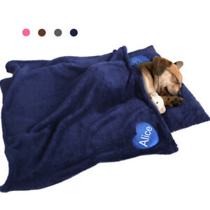 Custom Warm Fleece Dog Cat Blanket Personalised Pet Name Puppy Cushion Bed Mat 