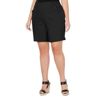 INC International Concept Women's Black Stretch Mid-Rise Bermuda Shorts Plus 24W - Image 1 of 4