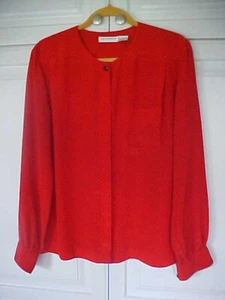 VINTAGE ~ VERKAUF ~ LIZ CLAIBORNE ~ BLUSE/TOP ~ ROT/SCHWARZ POLKA PUNKTE ~ L/S ~ 100 % POLY ~ GRÖSSE 12 - Bild 1 von 6