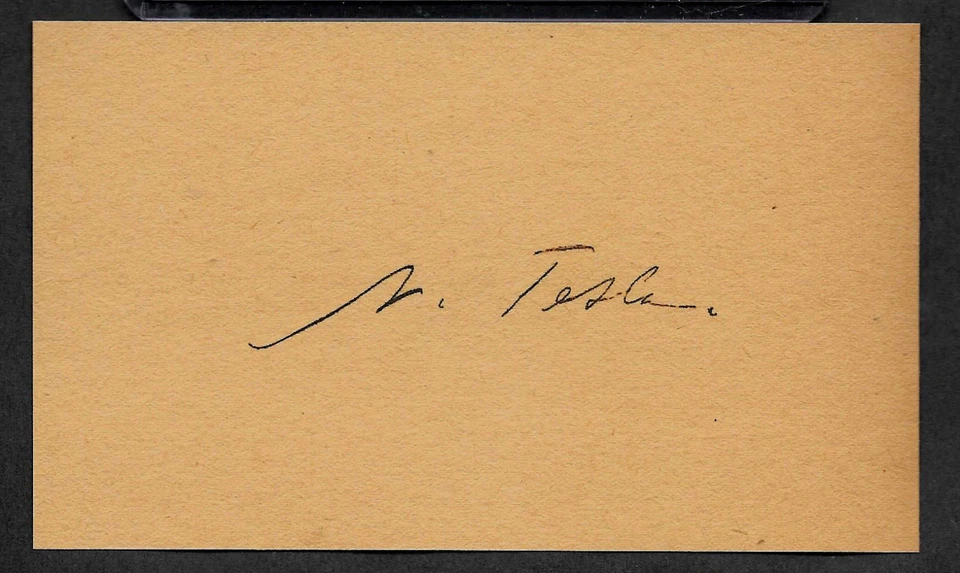 Nikola Tesla Autograph Reprint On Genuine Original Period 1880s 3X5 Card  - Image 1 of 1