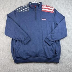 Vineyard Vines 1/4 Zip Pullover Sweater Mens XXL Sweatshirt American Flag - Picture 1 of 6