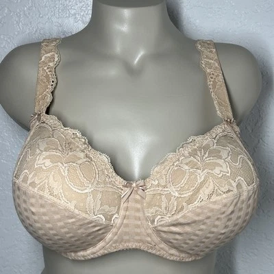 Prima Donna Madison Side Support Wire Bra Unpadded Cafe Latte UK 42E Lace Bows - Image 1 of 4