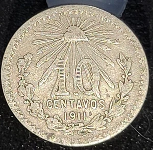 Mexico 1911 Silver 10 Centavos Nice Mid Grade Example - Picture 1 of 2