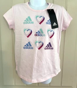 Camiseta informal de manga corta con estampado gráfico rosa talla 5 Adidas para niñas - Imagen 1 de 9