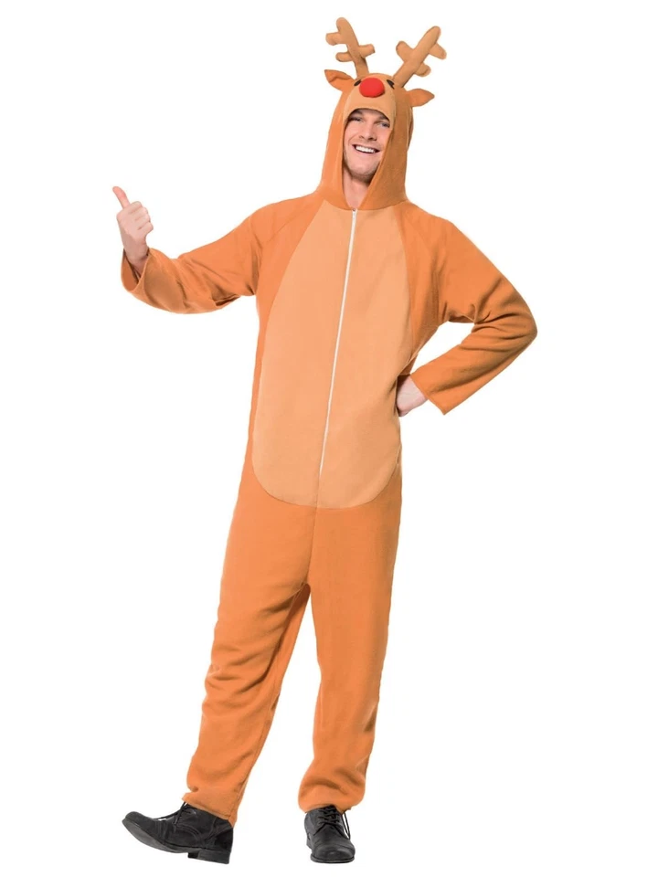 Disfraz de Reno Adulto Nariz Roja Rudolf Navidad Traje Pequeño Foto 1 de 1