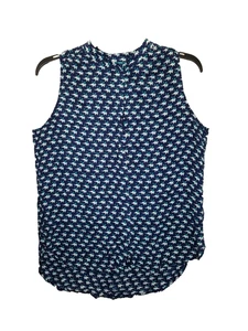 JcPenney Damen MEDIUM marineblau Elefanten ärmellos Weste Bluse Top 100 % Viskose - Bild 1 von 7
