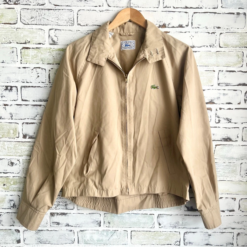 Vintage Izod Lacoste Tan Casual Zip Up Jacket Size Medium 20x27 - Image 1 of 4