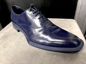 Prada Men’s Derby Shoes 2EG132 Baltico Blue Spazzolato Leather EU 42 US 9 - Picture 1 of 14