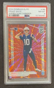 2024 Donruss Elite #185 Drake Maye Aspirations Red Shimmer Rookie RC #/875 PSA 8 - Bild 1 von 10