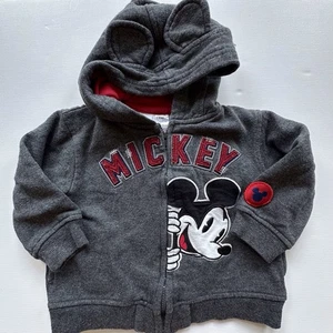 Felpa Disney bambino grigia Topolino full zip manica lunga felpa con cappuccio ragazzi 12m - Foto 1 di 10
