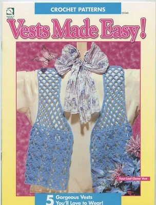 Vests Made Easy! House of White Birches Crochet Pattern Book 101043 - 5 Designs - Image 1 of 2