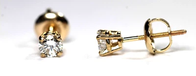 ¡¡Nuevo!! Aretes de diamantes naturales VS-2/I-J de 0,20 quilates TW de oro amarillo sólido de 14 quilates Foto 1 de 4
