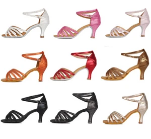 Women's Latin Ballroom Dance Shoes 5/7CM Heeled Party Tango Salsa Shoes 7 Colors - Picture 1 of 50