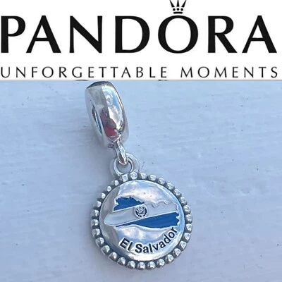 Pandora El Salvador Country Exclusive Flag Map Dangle Bead Charm - Image 1 of 4