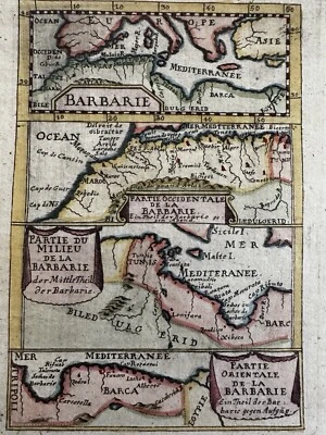 North Africa Barbary coast Tunis Libya 1719 Mallet antique hand colored map - Image 1 of 2