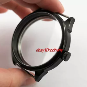 42mm Cepillado Negro PVD Estuche Reloj Ajuste ETA 6497 6498 Gaviota ST36 Movimiento - Imagen 1 de 6